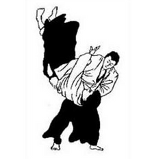 image d'une technique de l'aikido qui s'appelle Koshi nage