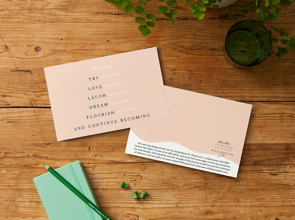 Pink card with encouraging words