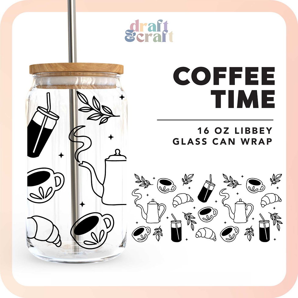 Coffee Time Glass Cup: Clear 16oz