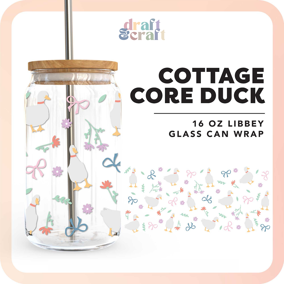 Cottage Core Duck Glass Cup: Clear 16oz