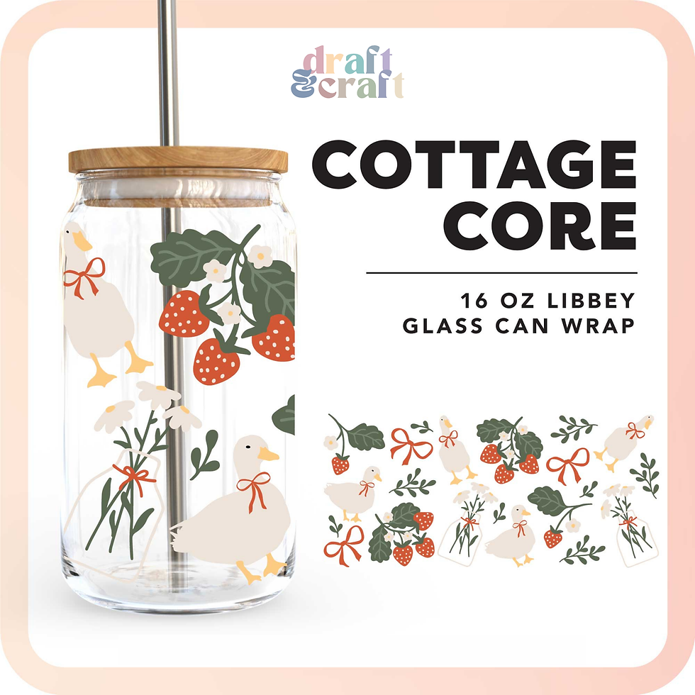 Cottage Core Glass Cup: Clear 16oz
