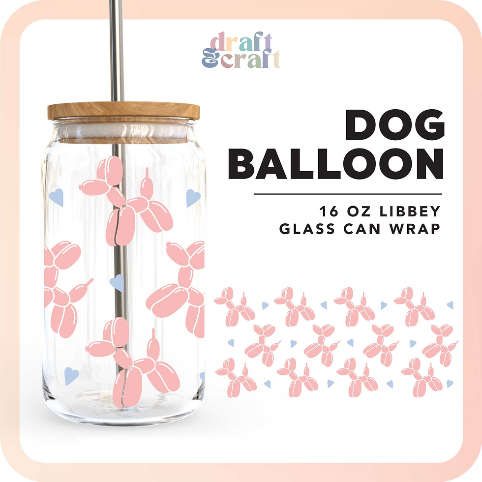 Dog Balloon Glass Cup: Clear 16oz