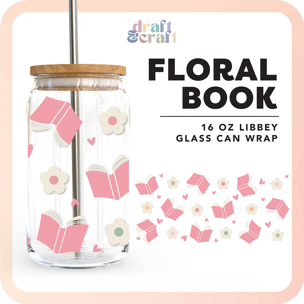 Floral Book Glass Cup: Clear 16oz
