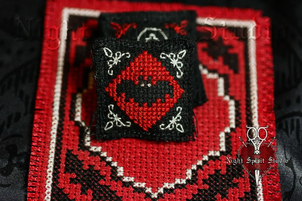 Thumbnail: Miniature Vampire Pillows & Rugs  | Gothic Cross Stitch Pattern