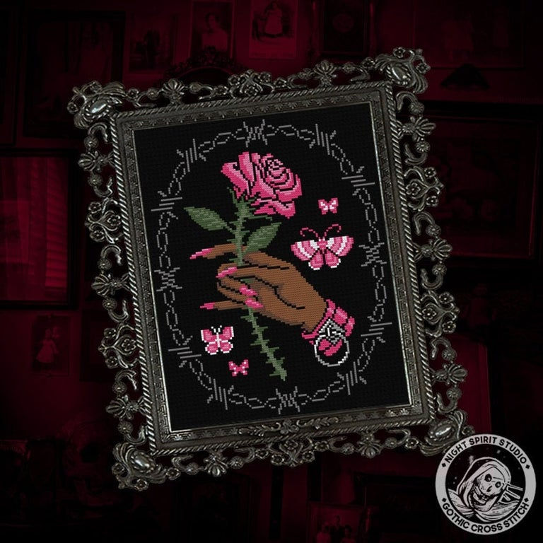 Thumbnail: Pain Butterfly Version - Gothic Cross Stitch Pattern