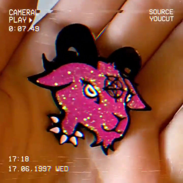 Thumbnail: Glittery Baphomet Needle Minder | Black, Red, Pink