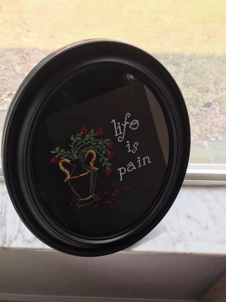 Thumbnail: Life is Pain - Victorian  - Gothic Cross Stitch Pattern