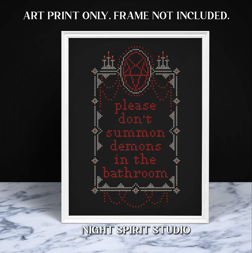 Thumbnail: Please Don't Summon Demons in the Bathroom | 8x10 Print