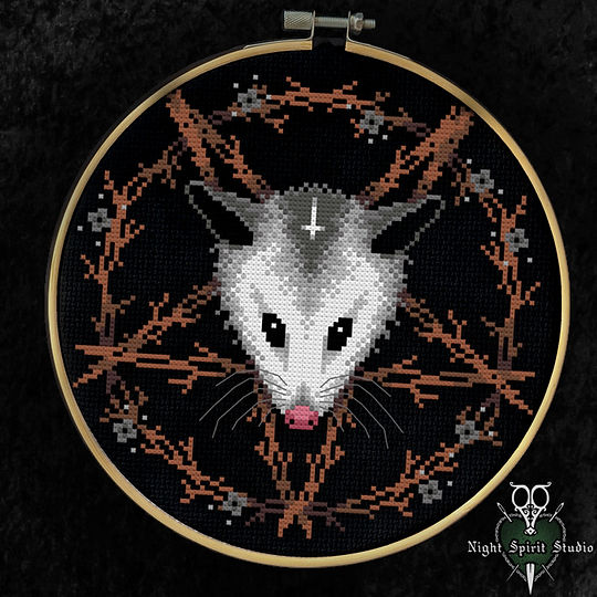 The Opophomet - Satanic Opossum Baphomet - Gothic Cross Stitch