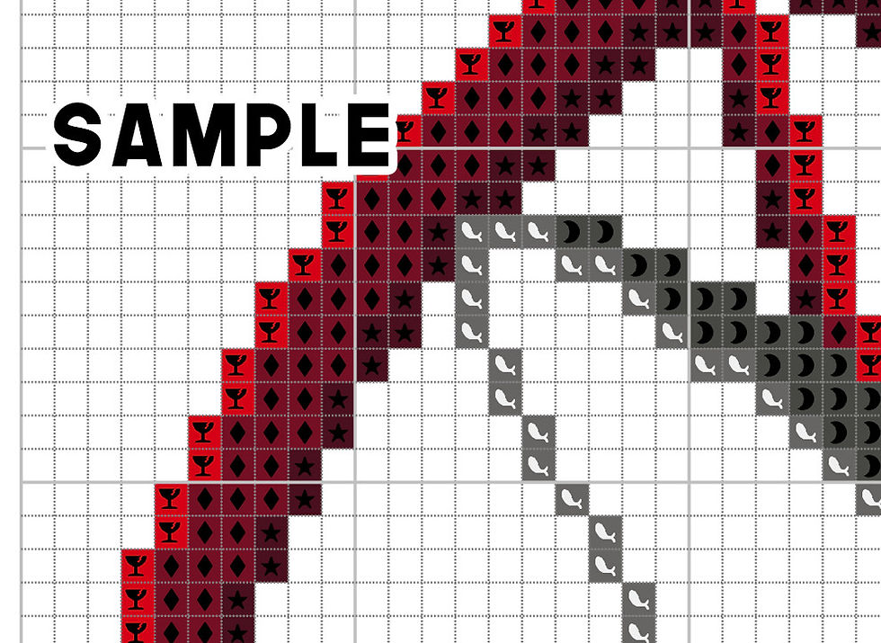Thumbnail: Ghost Cat Baphomet - Gothic Cross Stitch Pattern