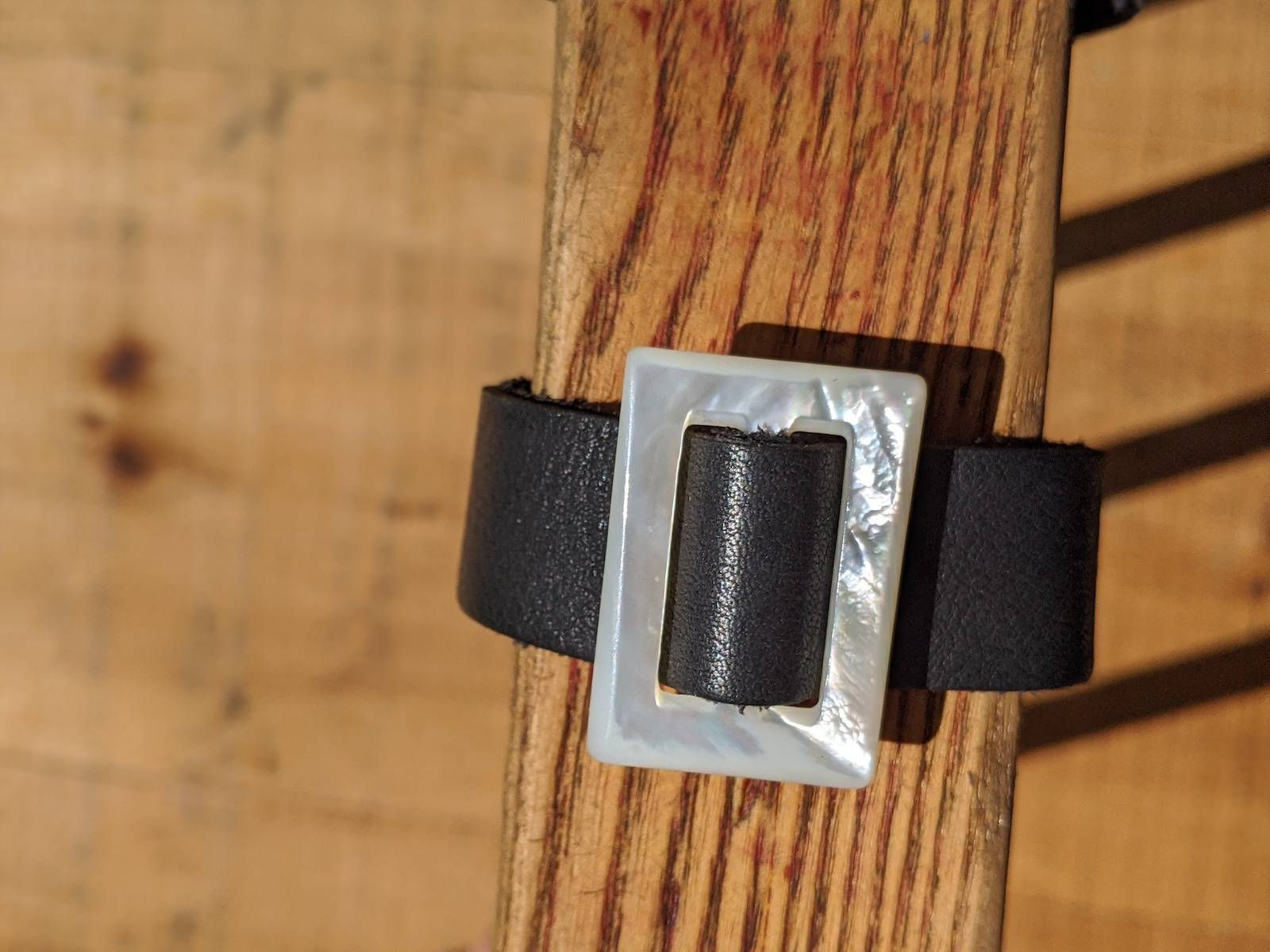 Single wrap recycled leather bracelet with vintage buckle