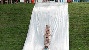 Opening day of the Summer Youth Program ... with the waterslide!