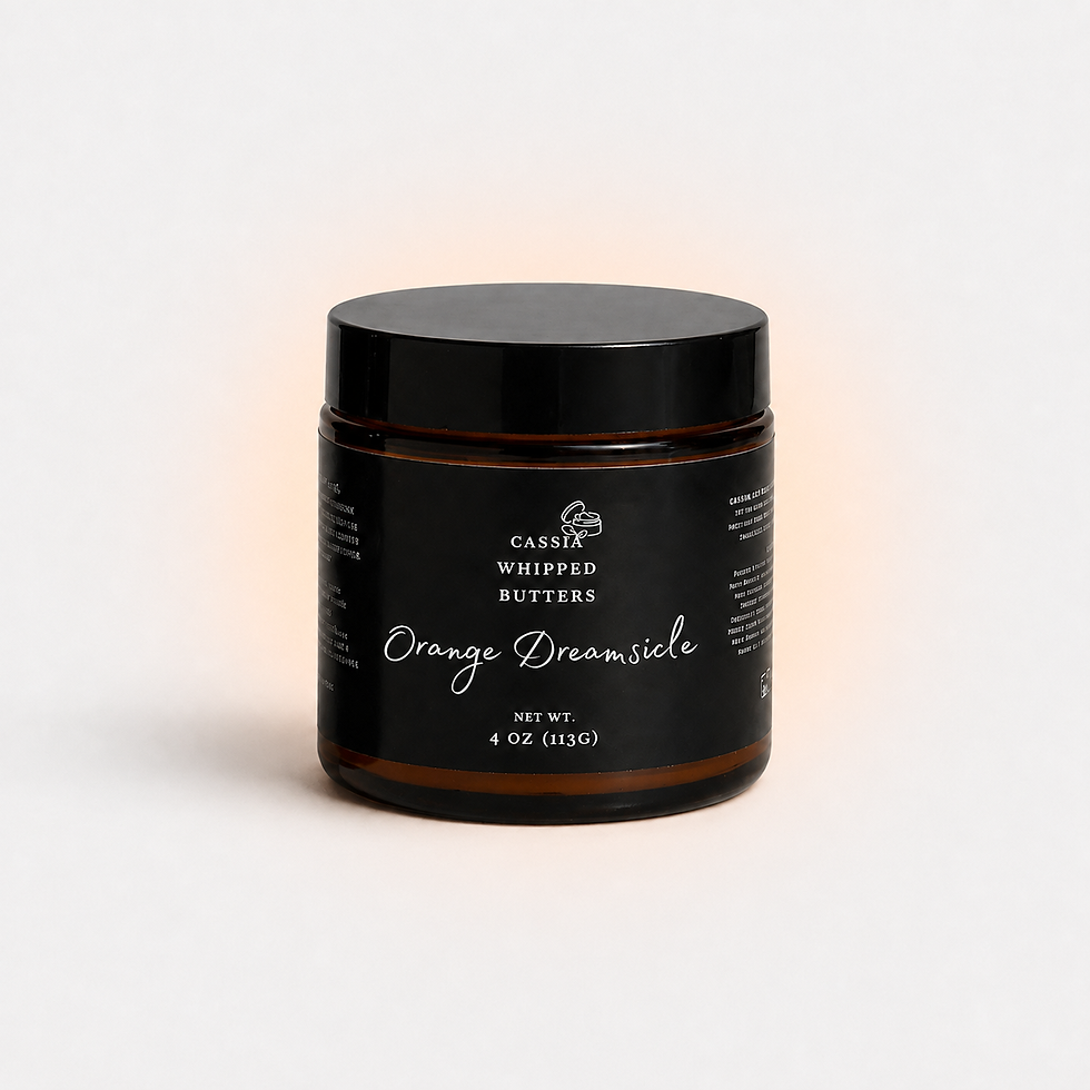 Orange Dreamsicle Whipped Butter in a 4 oz amber glass jar