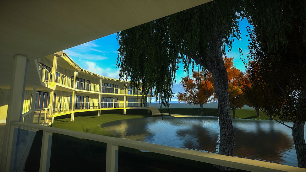Architectural Visual from the lower balcony at Hill Pond Development in Devon