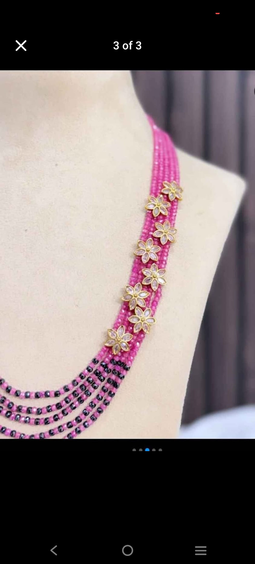 Thumbnail: RNR-0009 CZ beads necklace with kundan flower connectors 