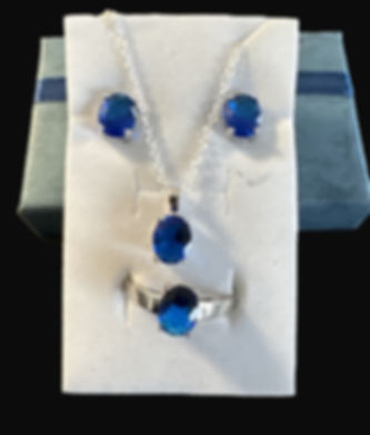 (2) 925 STERLING SILVER AND LAB CREATED SAPPHIRE SET