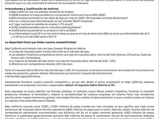 Empresarios exigen reducir Impuesto Sobre Nómina en Baja California