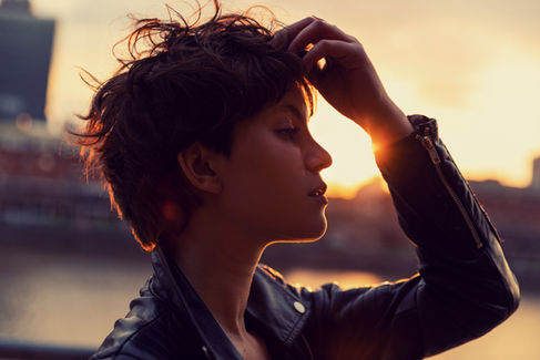 profile of a woman during sunset