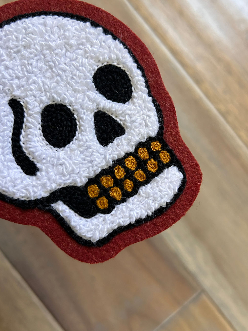 Thumbnail: Full color skull chenille chainstitched patch