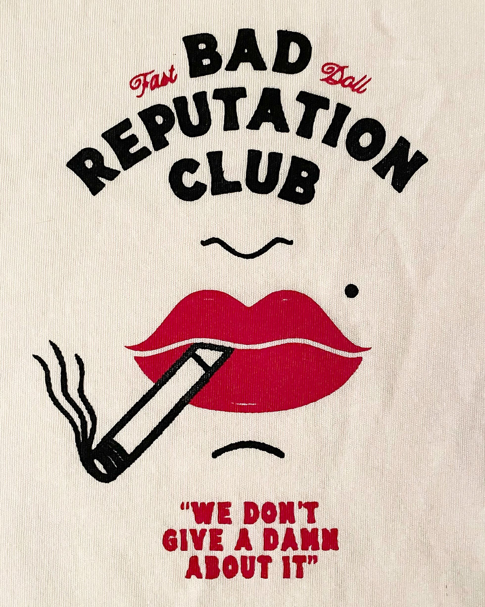 Thumbnail: Bad Reputation Club cropped tee — off-white or dusty blue