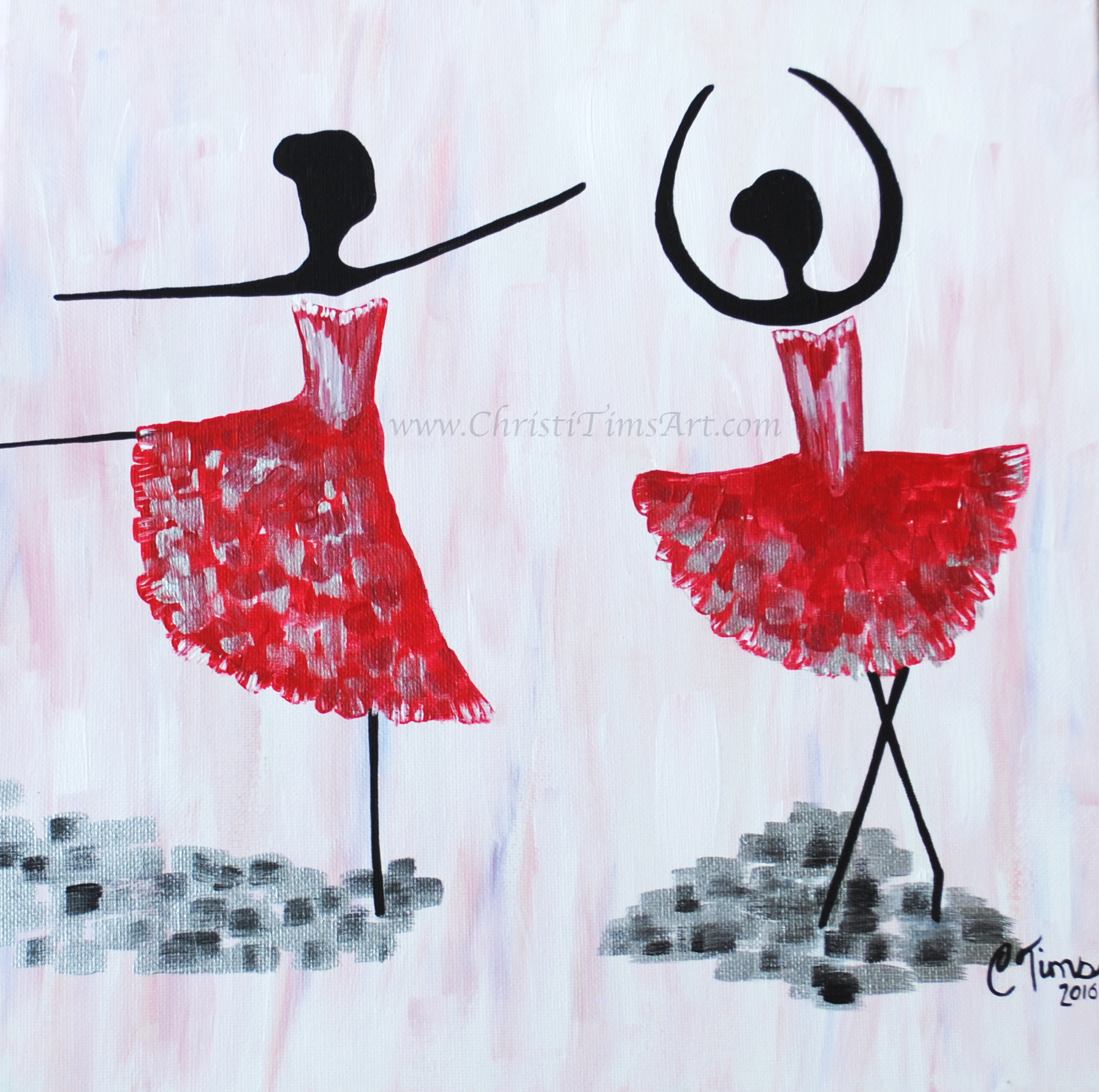 Abstract Red Dancers Christi Tims Ar