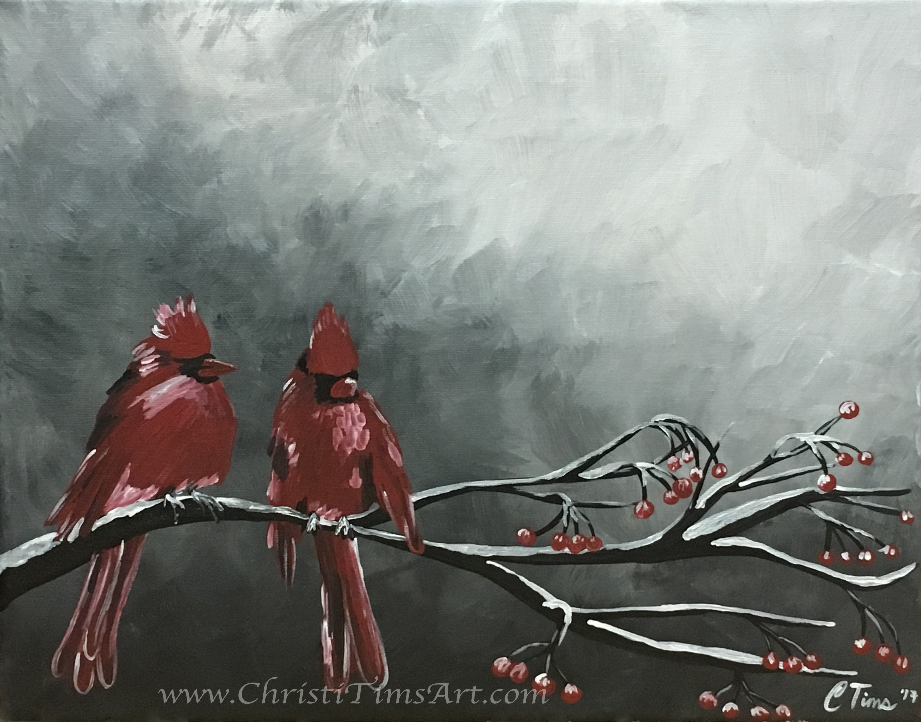 Winter Cardinals Christi Tims Art