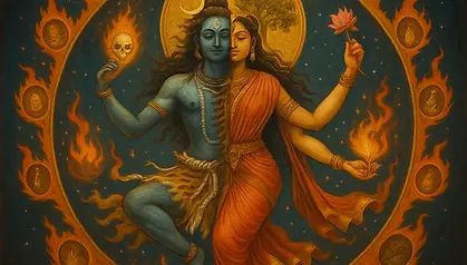 Nataraj — the dancing Shiva — represents the cosmic rhythm of creation and dissolution. Parvati represents Shakti, the divine feminine, the ground of grace and devotion. This Sadhana is bodily, devotional and movement-oriented, involving both stillness and dynamic energy.
Practice Components:
• Daily practice: guided movement, meditation, and chanting sequences
• Video guidance for each stage of the Sadhana
• A personal journal for tracking inner experiences and insights
• Auspicious calendar — aligned with relevant lunar days and festivals