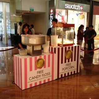 Candy floss and popcorn carnival food stall rental Singapore retail event activation
