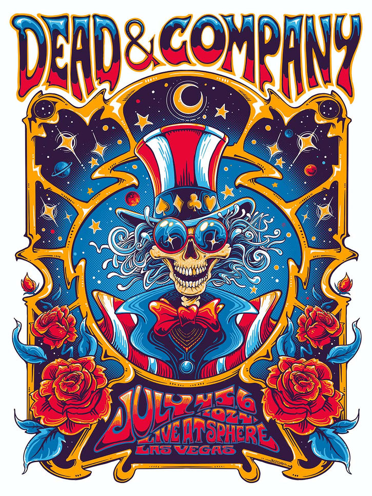 Dead and Company Poster, Female Poster Artist, Gig Poster, Poster Art, Helen Kennedy, Zazz Corp, Dead and Company Poster Vegas