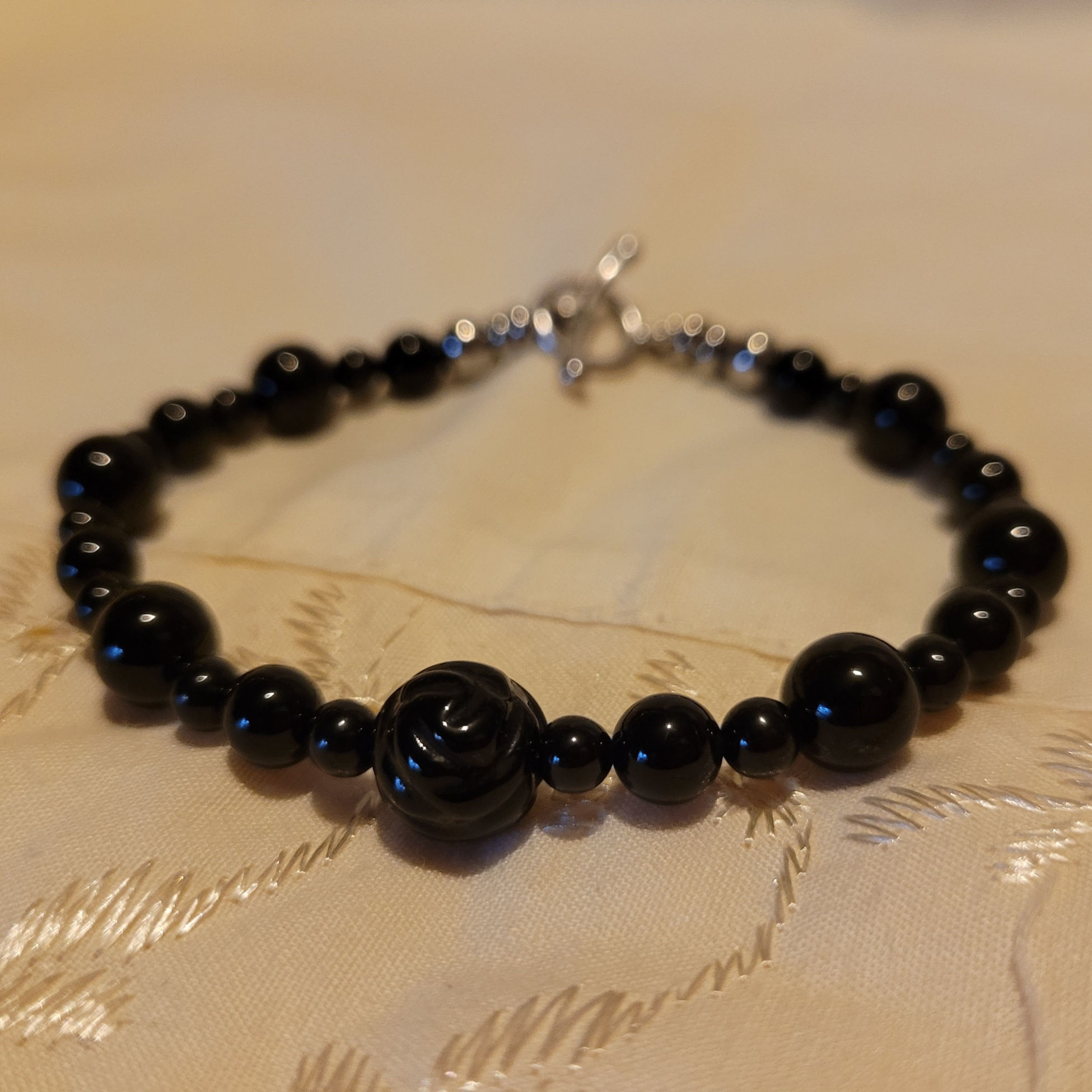 Memento Mori Mourning Bracelet Central Lotus