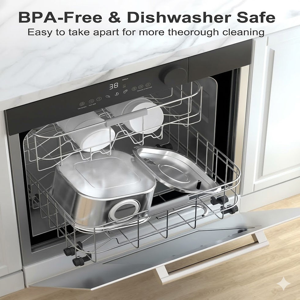 Thumbnail: BPA-Free, dishwasher safe container in dishwasher for thorough cleaning.
