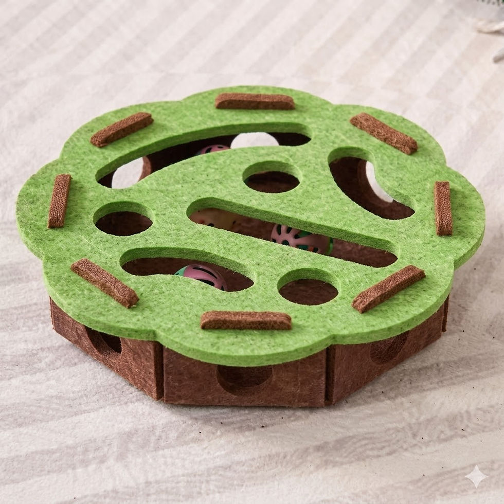 Green tree-shaped cat puzzle toy