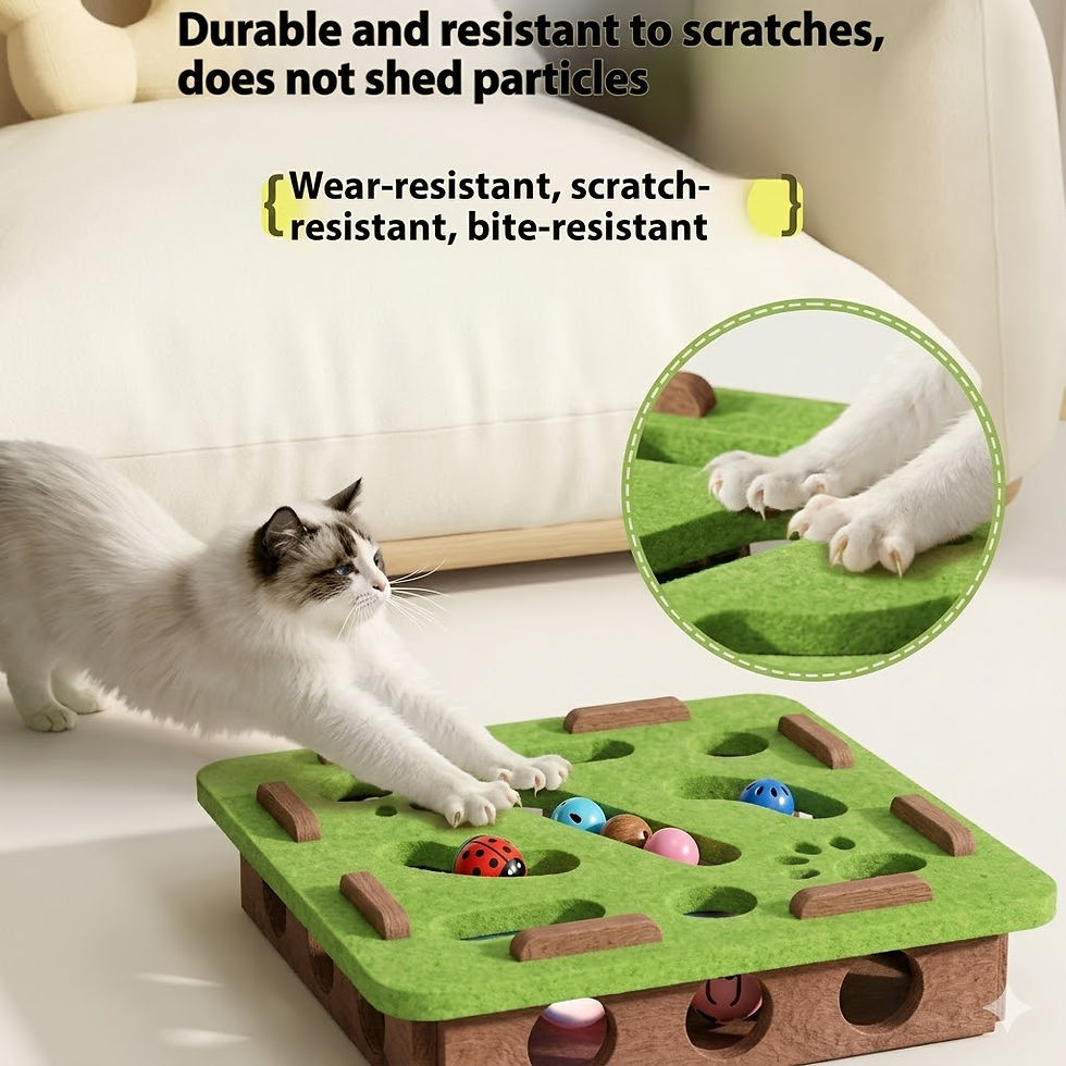 Thumbnail: Cat playing with durable, scratch-resistant green toy mat