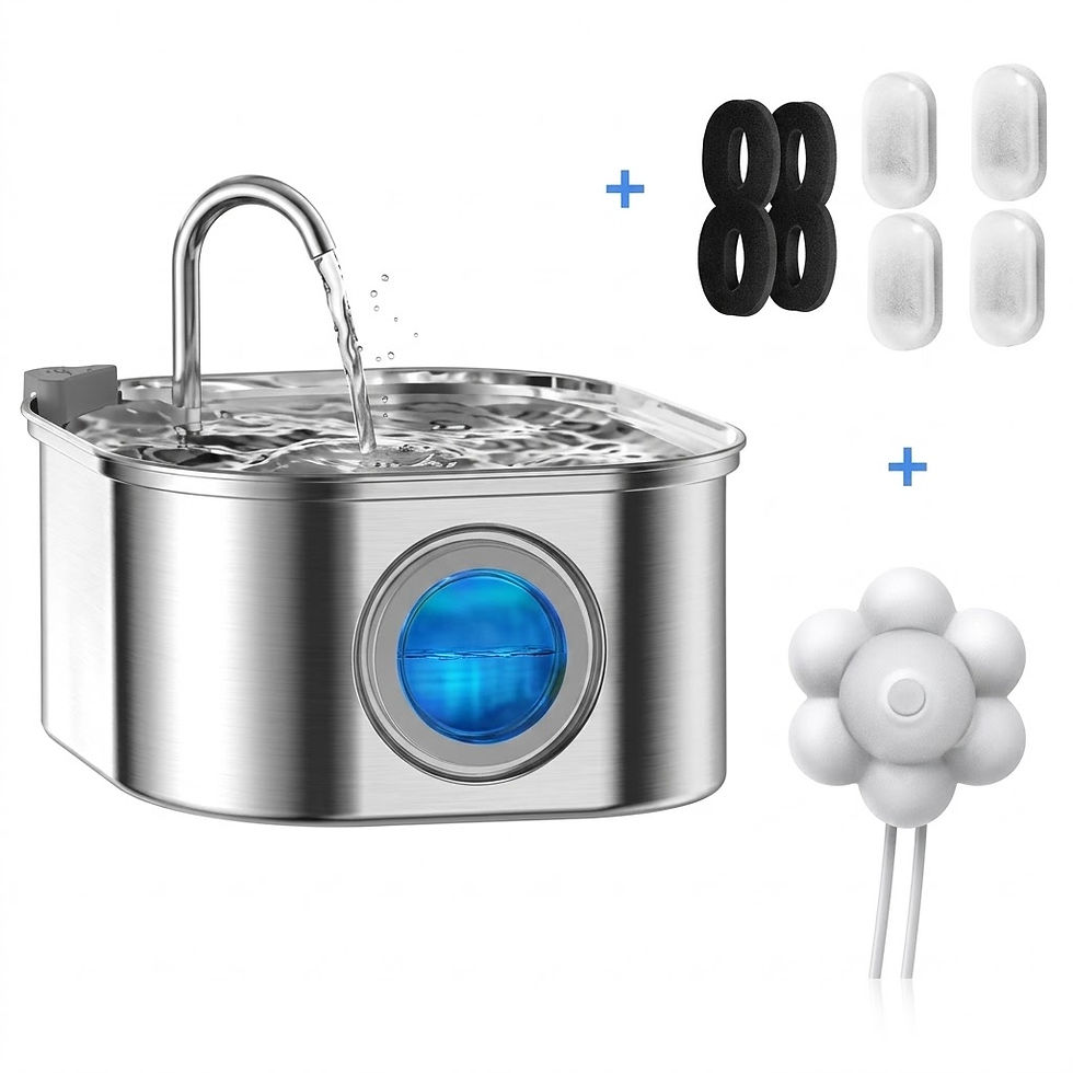 Thumbnail: Stainless steel pet water fountain with filters and accessories