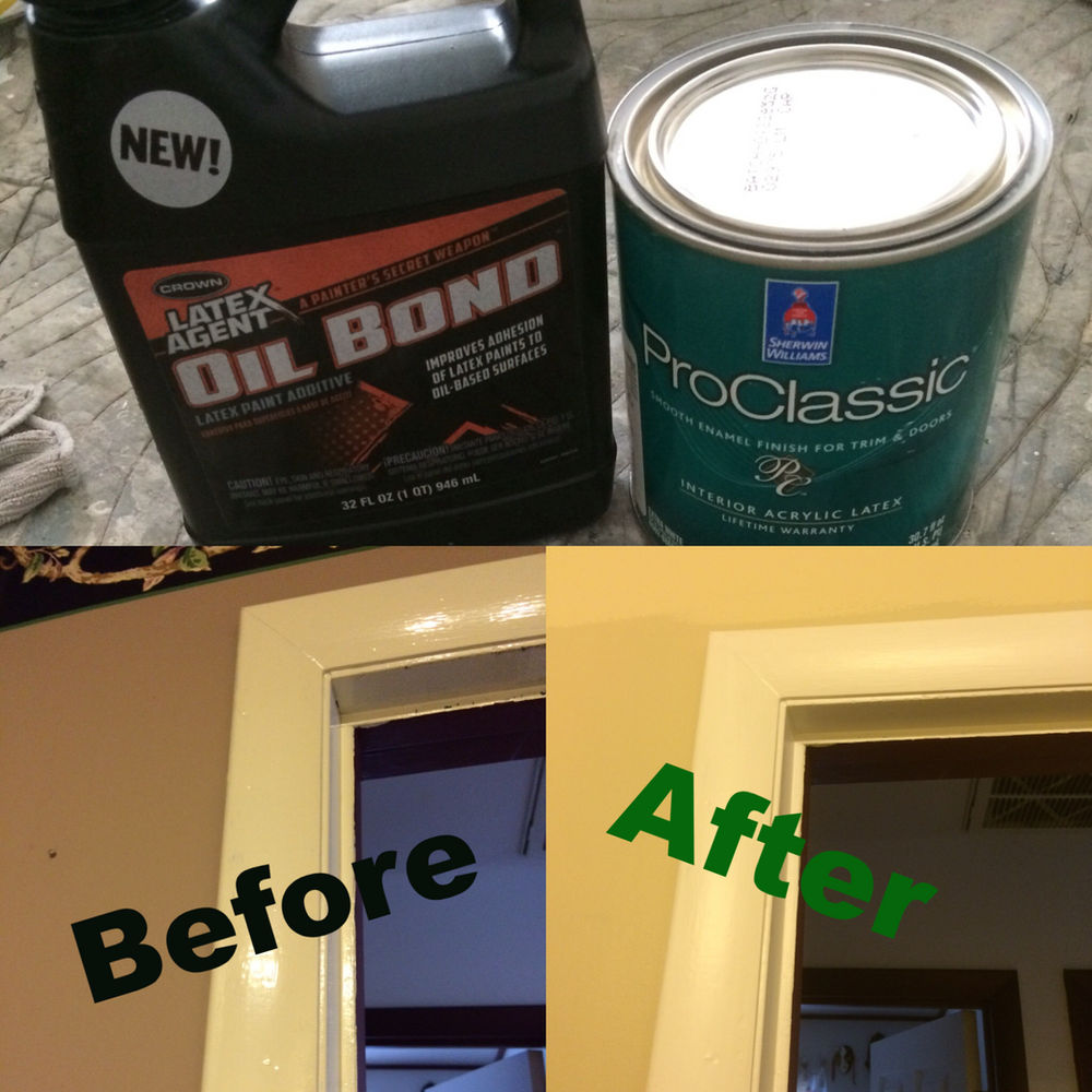 Painting over oil based paint with Oil Bond Additive.