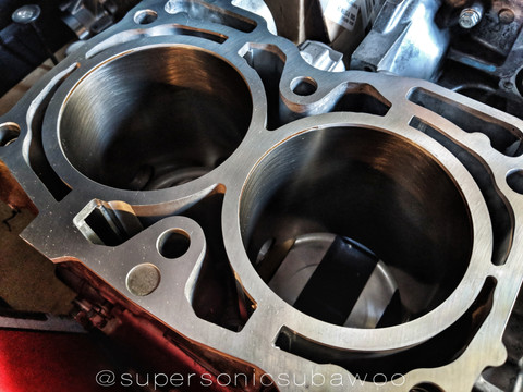 Checking all four cylinders with a dial gauge, I was able to confirm the new bores were round and straight, top to bottom, and within my requested specs.
