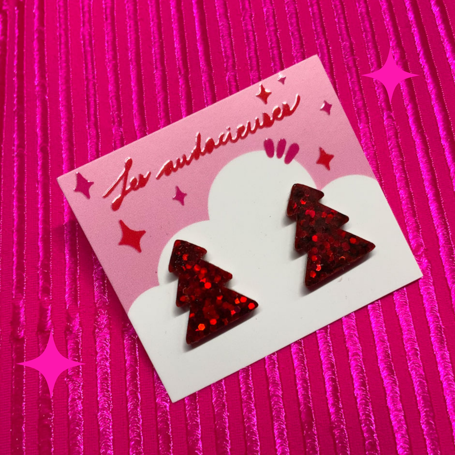 Petits sapins en ROUGE BRIQUE