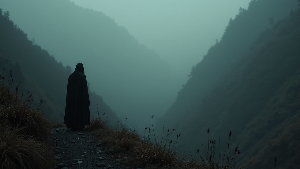 High angle view of a dark fantasy landscape in Death Sins