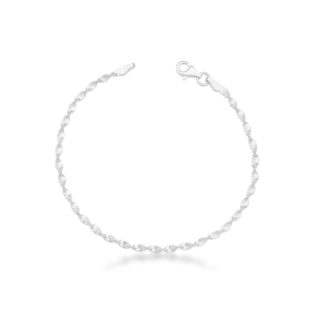 Pulseira Laminada Retorcida Fio 030 de Prata