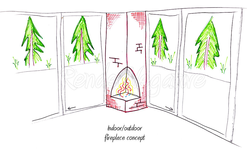 Indoor/outdoor patio fireplace