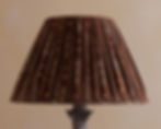 A Pair of Walnut Block Print Lampshades - 14"