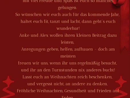 Weihnachtsgrüße an die Turnkinder