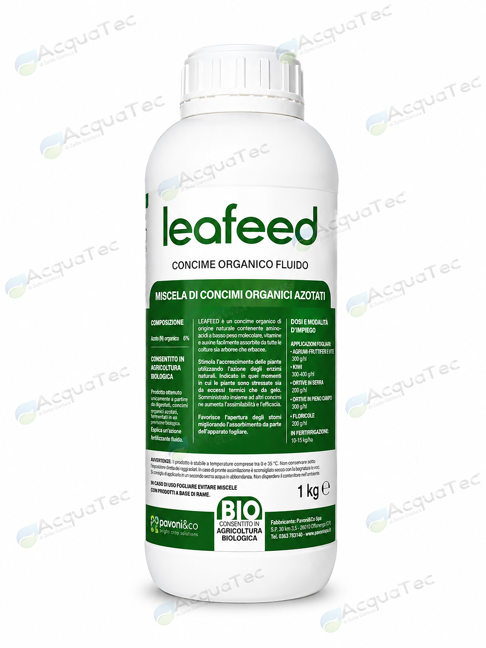 Flacone di Leafeed concime organico fluido Bio da 1 kg