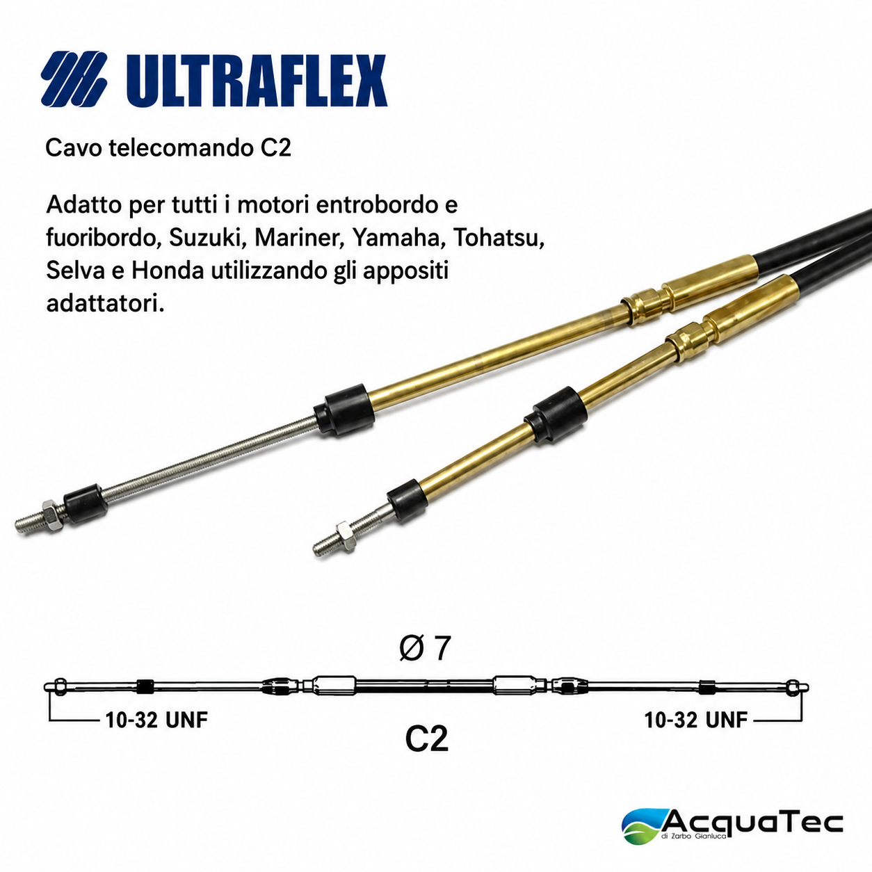 Ultraflex C2 cavo telecomando per motori entrobordo e fuoribordo