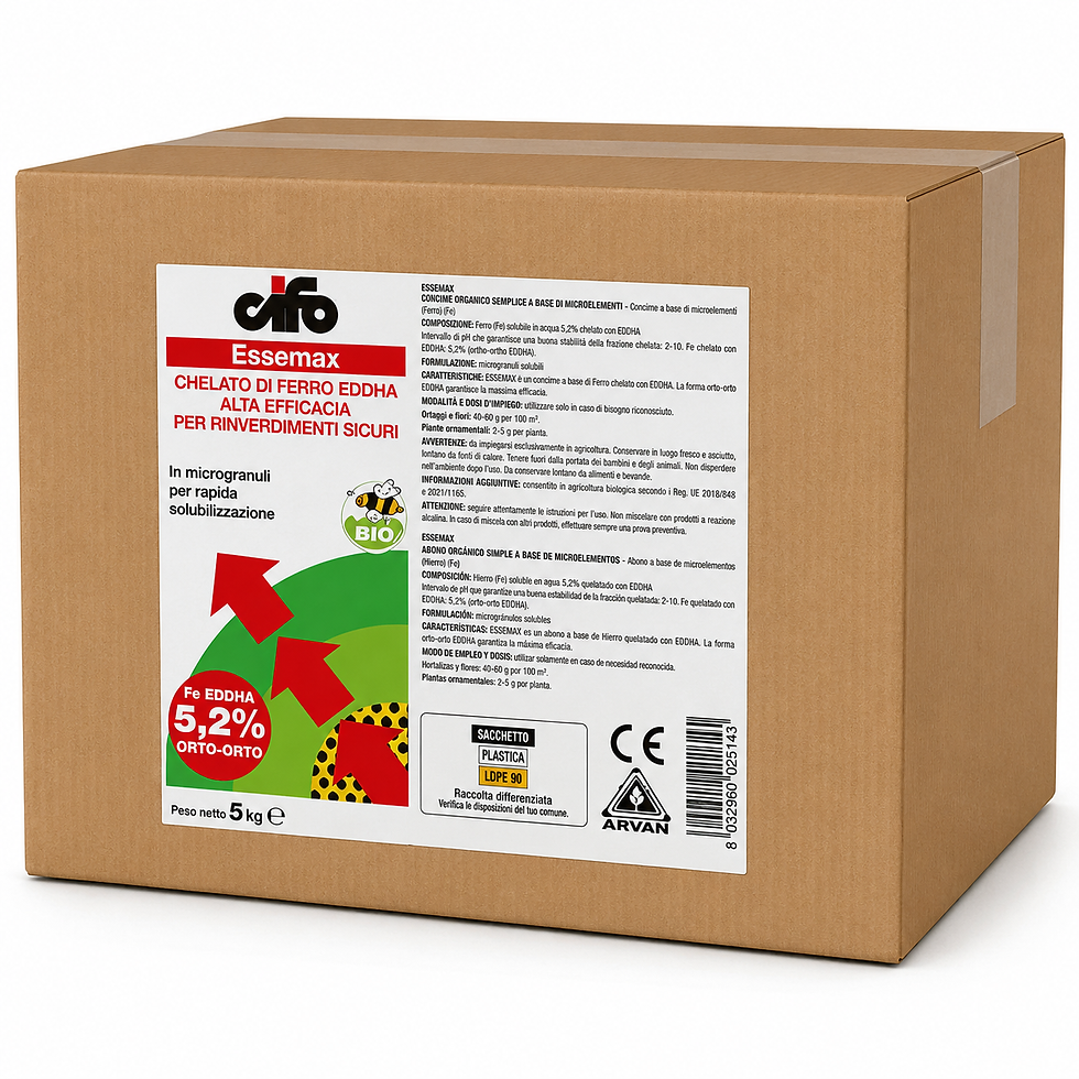 CIFO Essemax chelato di ferro EDDHA 5,2% orto-orto biologico in microgranuli per rinverdimento piante formato 5 kg e 10 kg