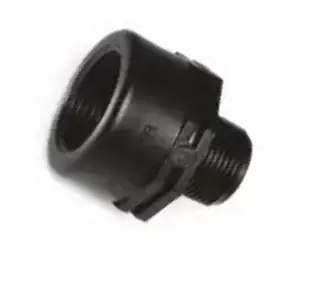 Manicotto ridotto Femmina-Maschio filettato in polipropilene nero per raccordi irrigazione e acqua