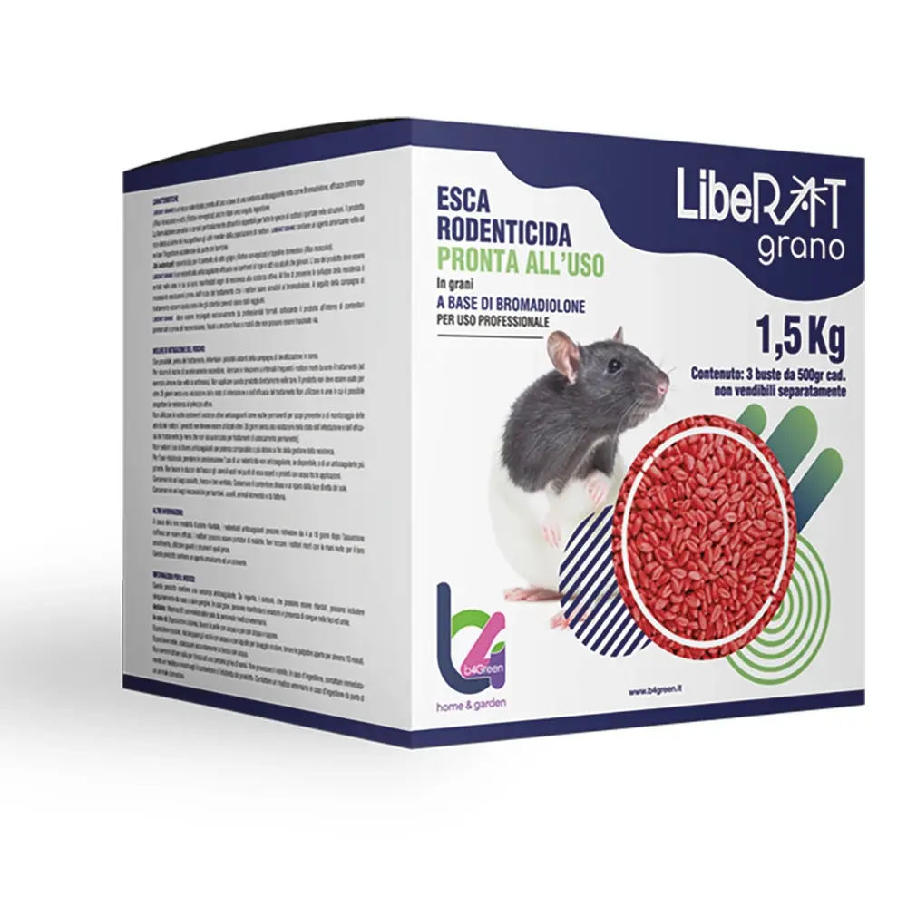 Esca rodenticida professionale Liberat Grano in grani 1,5 kg al bromadiolone