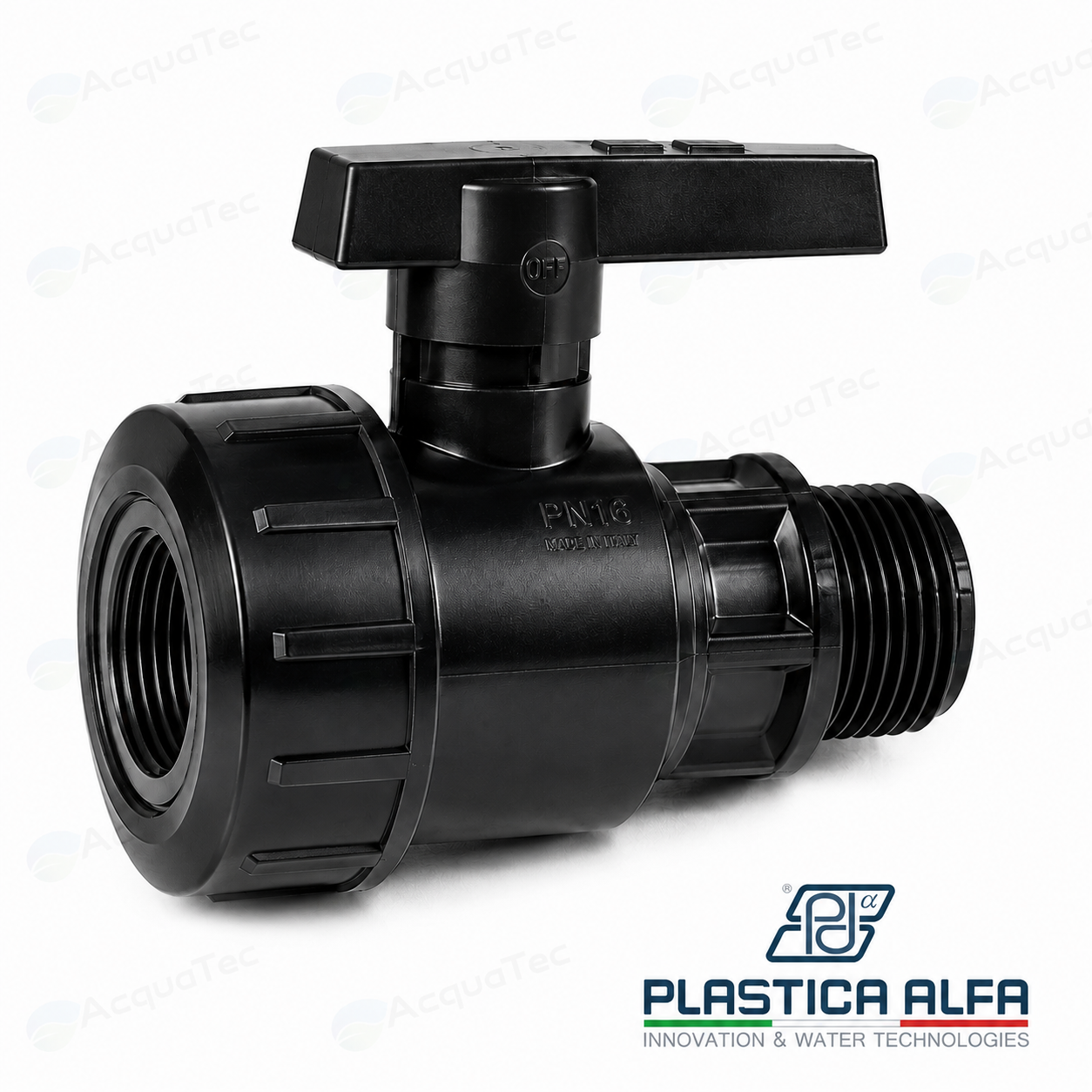 Valvola a sfera filettata maschio femmina in PVC nero per irrigazione e acqua