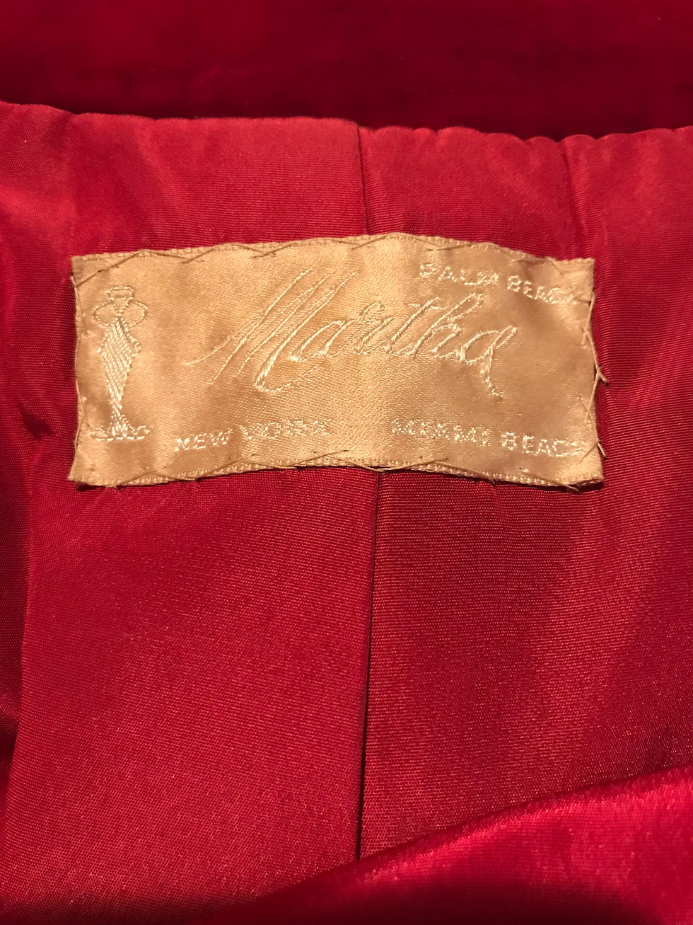Thumbnail: Vintage Martha Palm Beach, New York, Miami Beach Red Velvet Coat