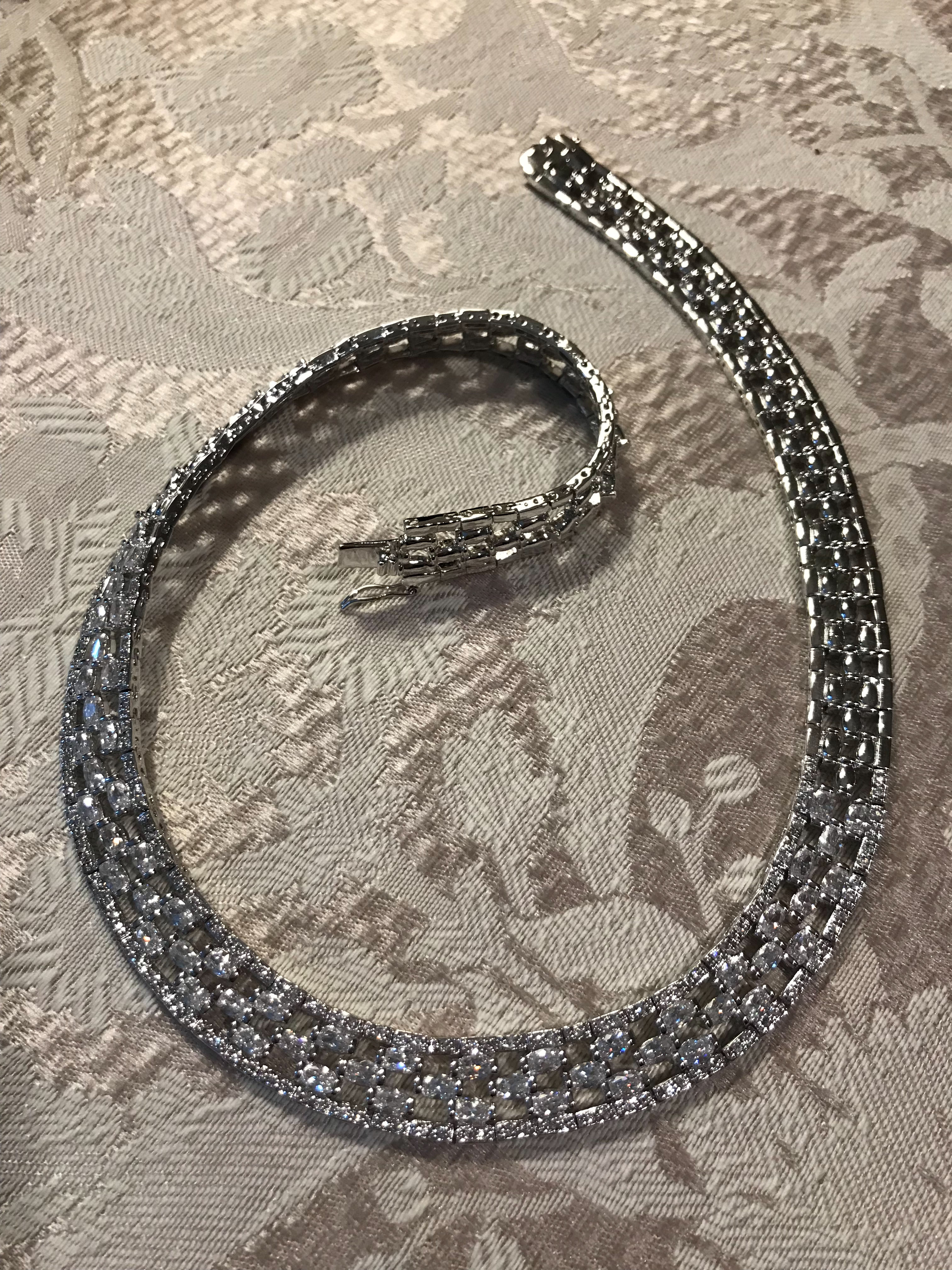 Outstanding .925 Sterling Silver CZ Necklace